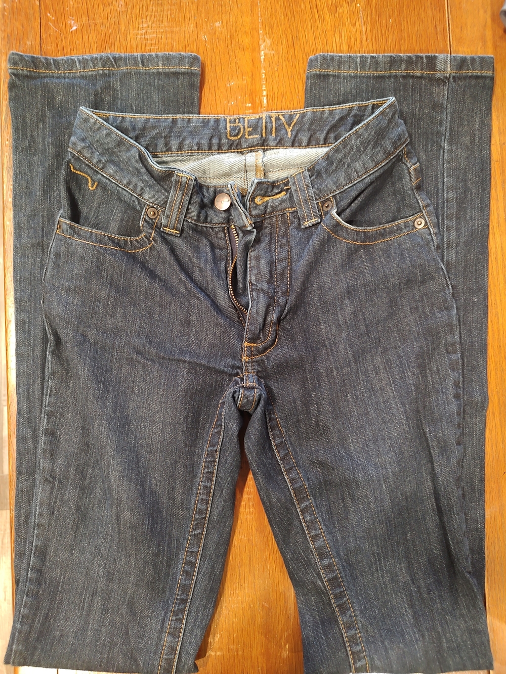 Kimes Ranch Women's Boot Cut Jeans - Dark Blue with Gold Stitching